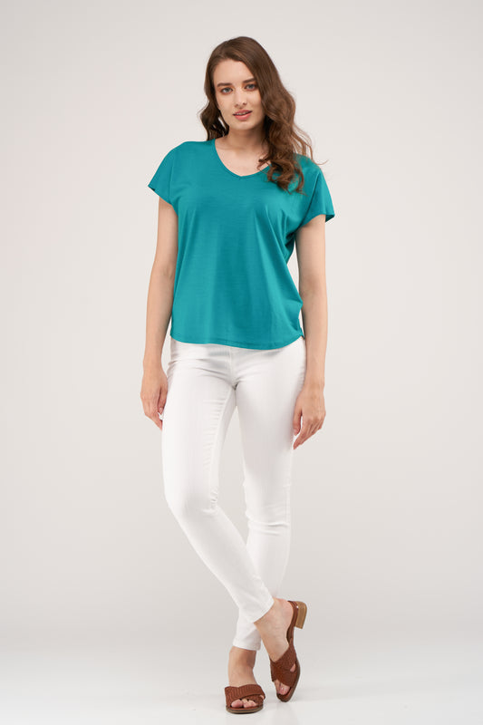 Coleen Merino Loose Top Emerald