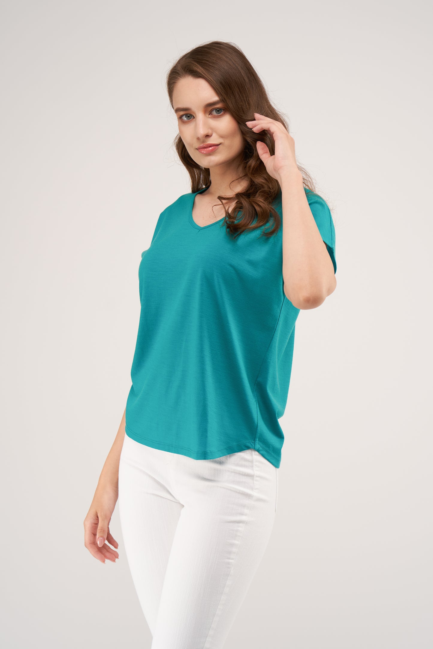 Coleen Merino Loose Top Emerald