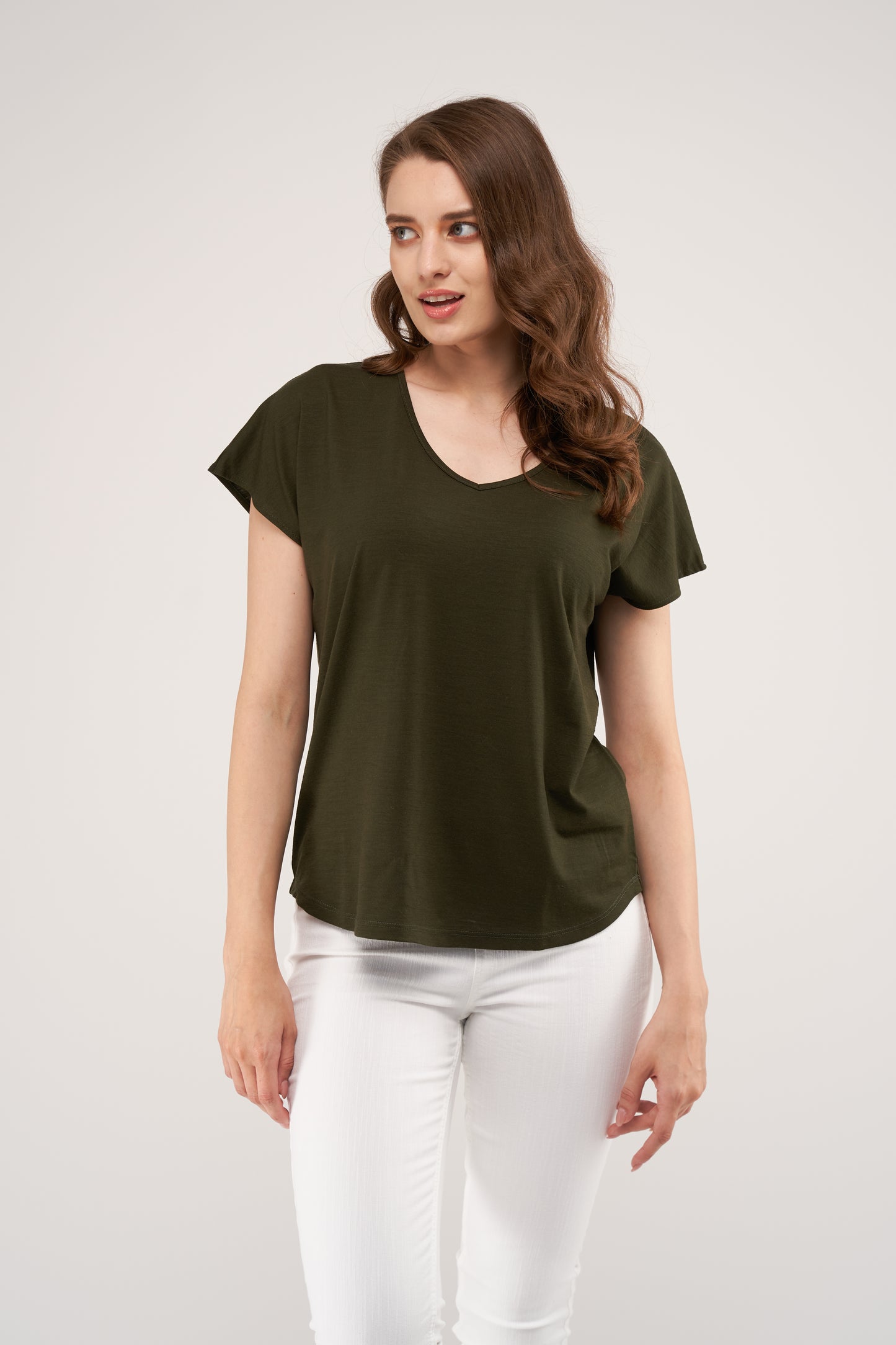 Coleen Merino Loose Top Forest