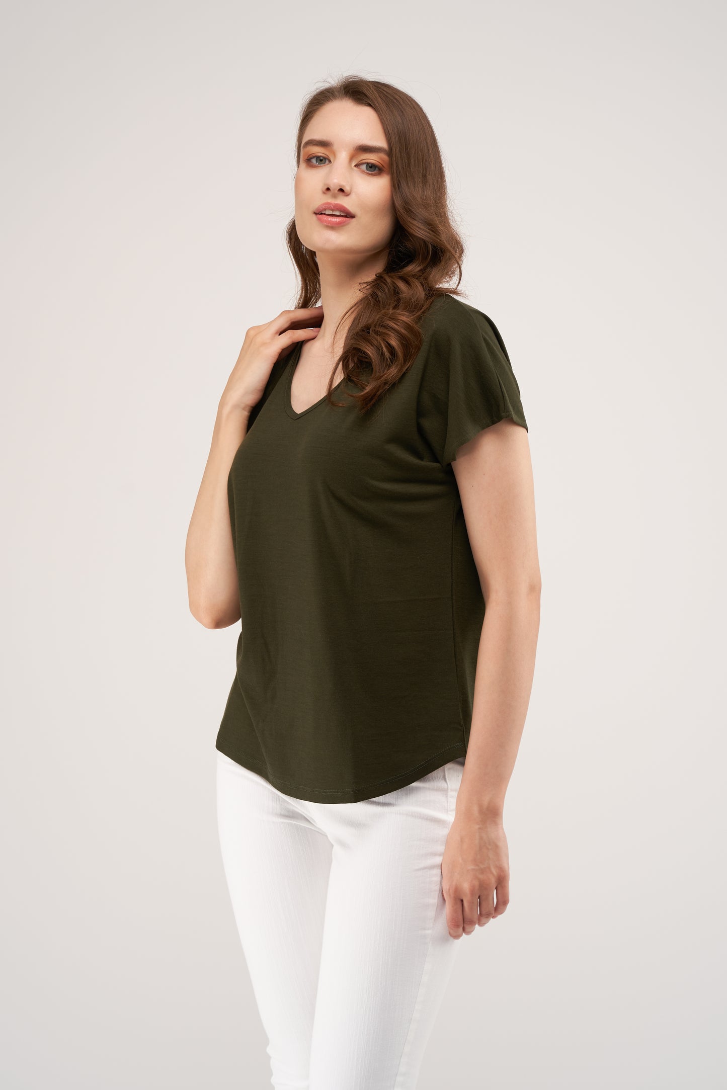 Coleen Merino Loose Top Forest