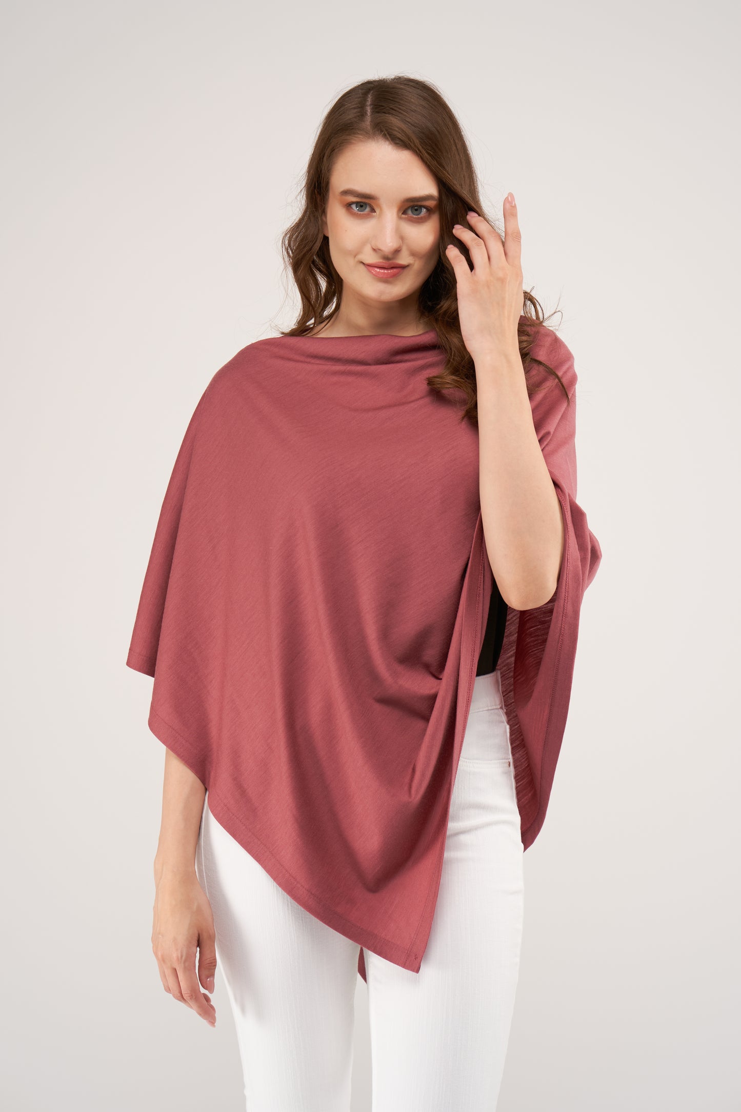 Drape Merino Poncho Rosewood