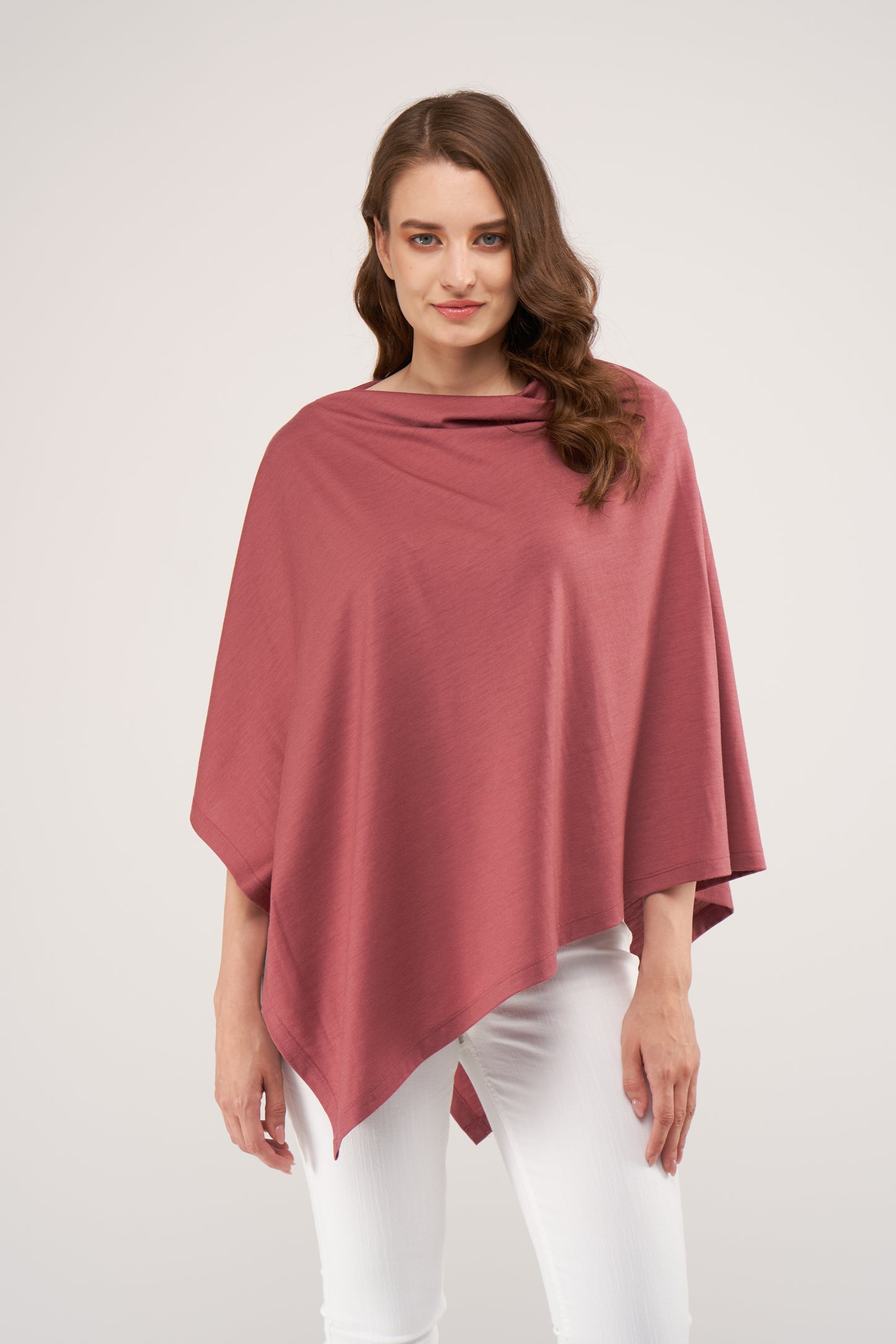 Drape Merino Poncho Rosewood