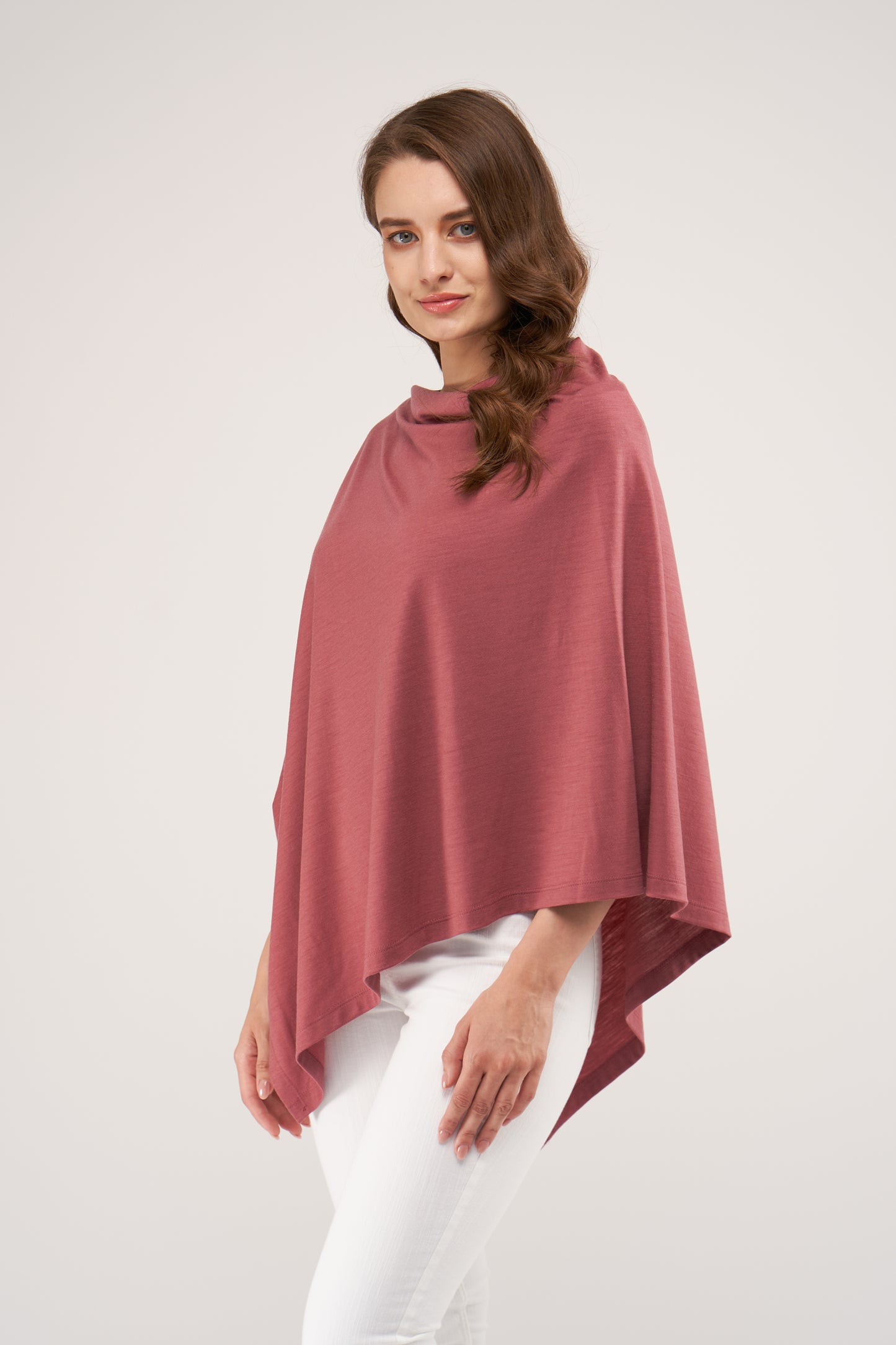 Drape Merino Poncho Rosewood