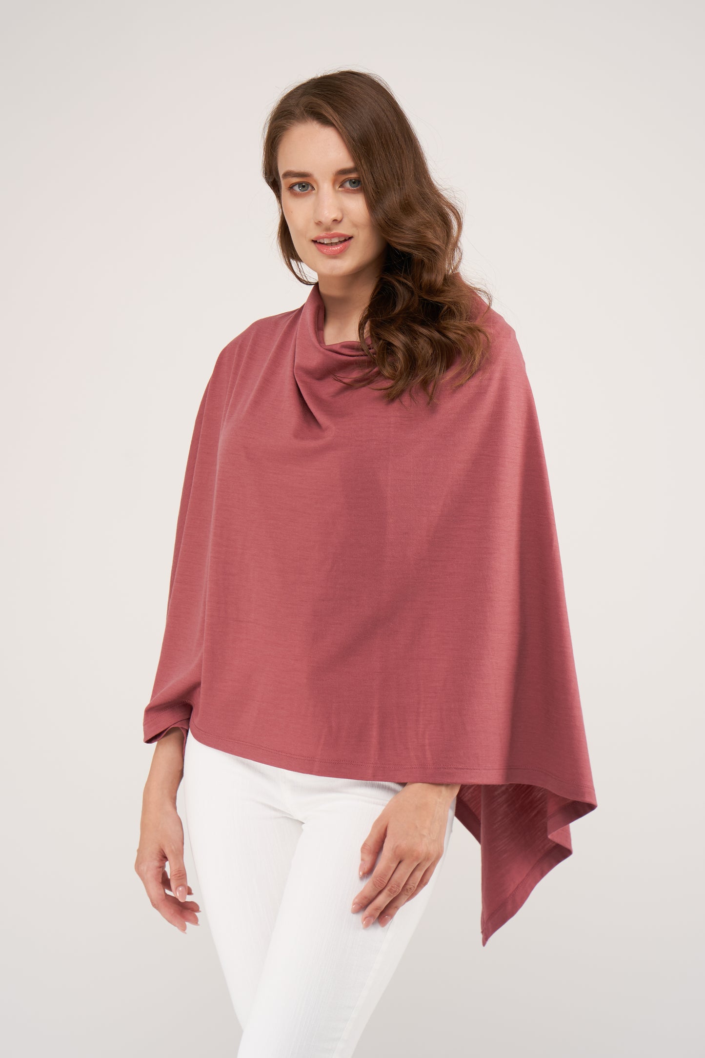 Drape Merino Poncho Rosewood