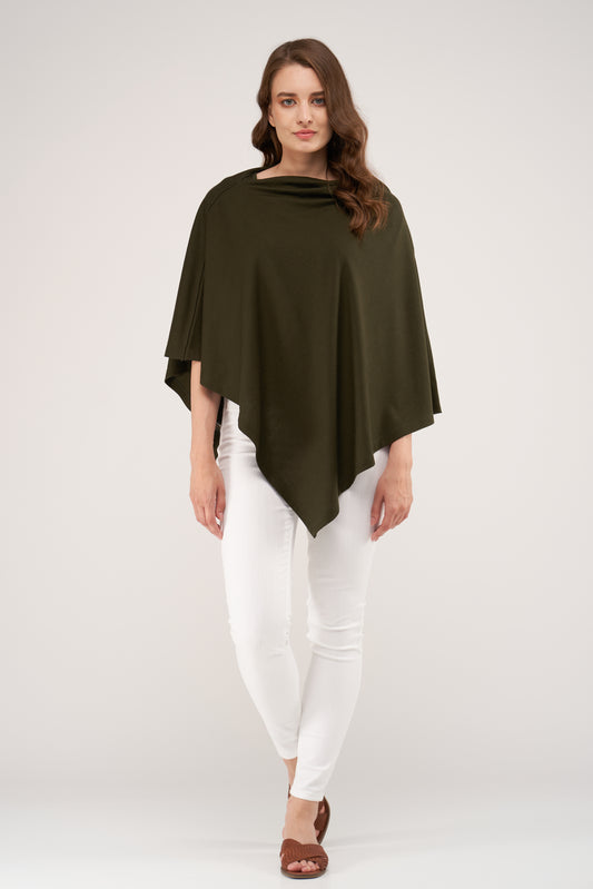 Draped Merino Poncho Forest