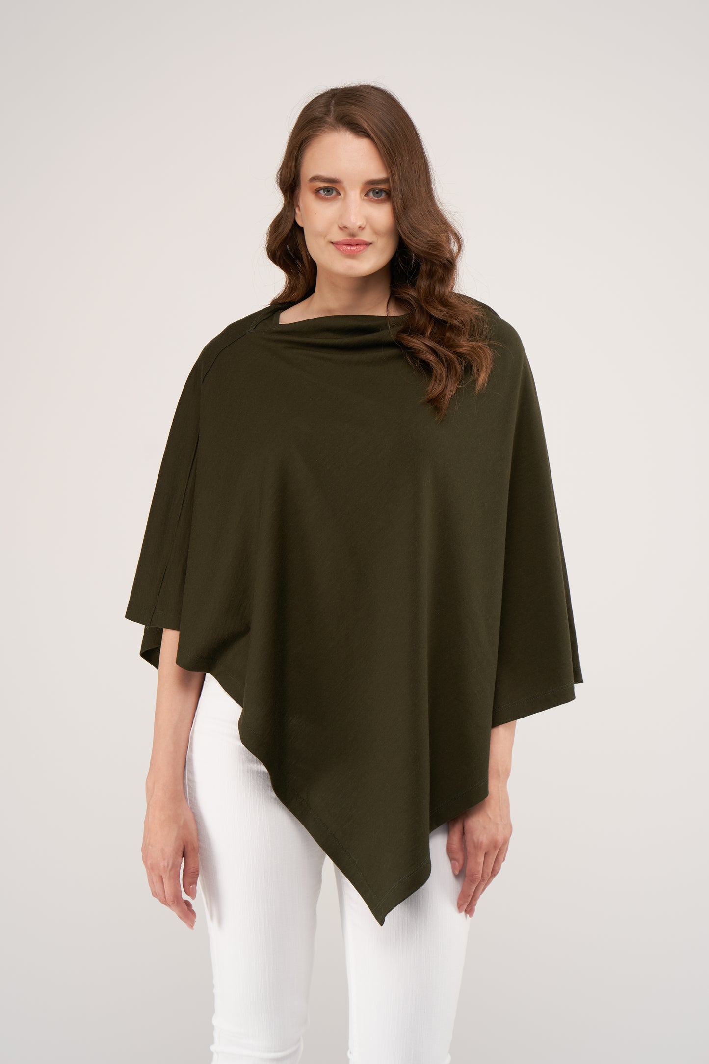 Draped Merino Poncho Forest