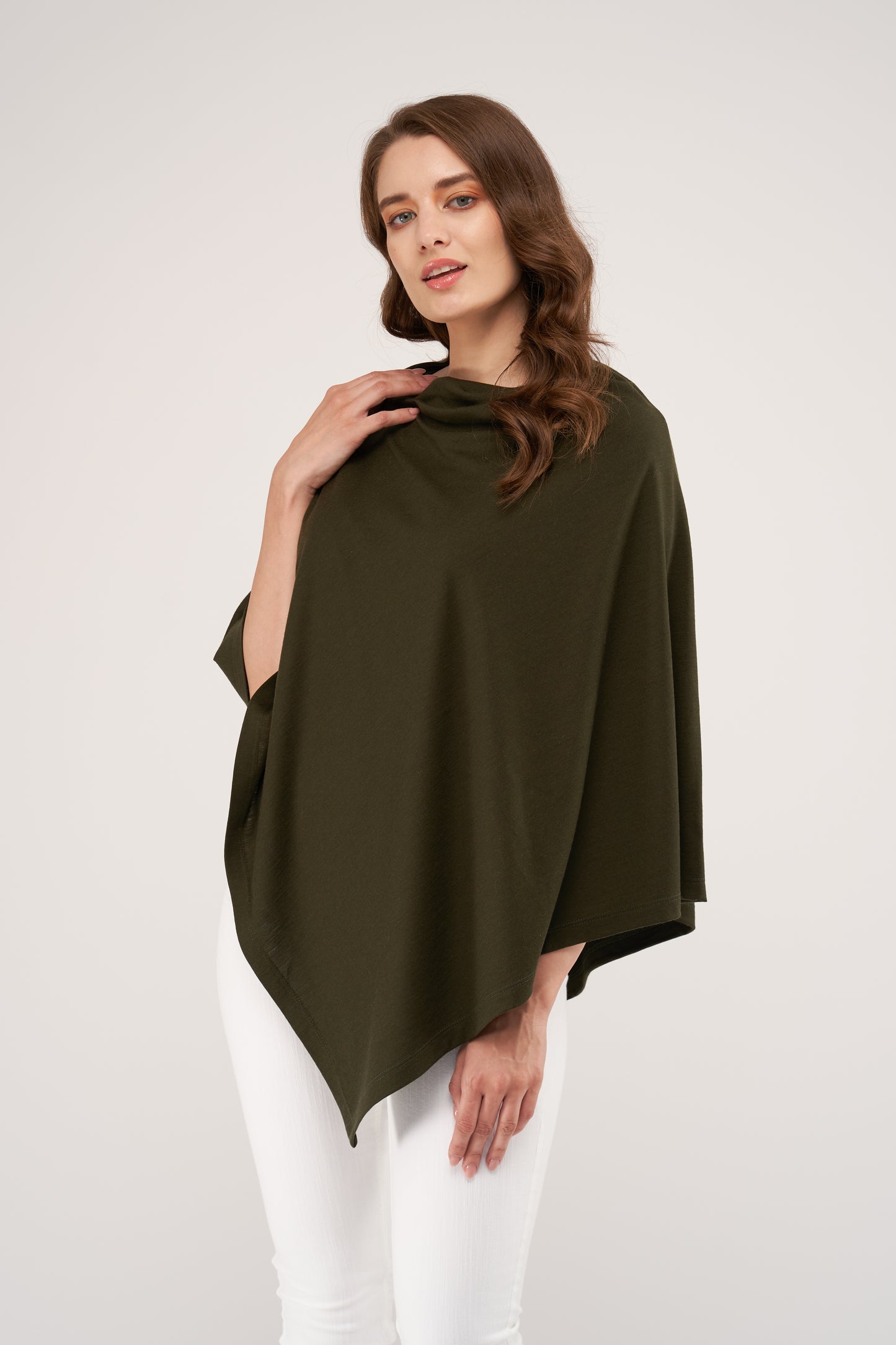 Draped Merino Poncho Forest