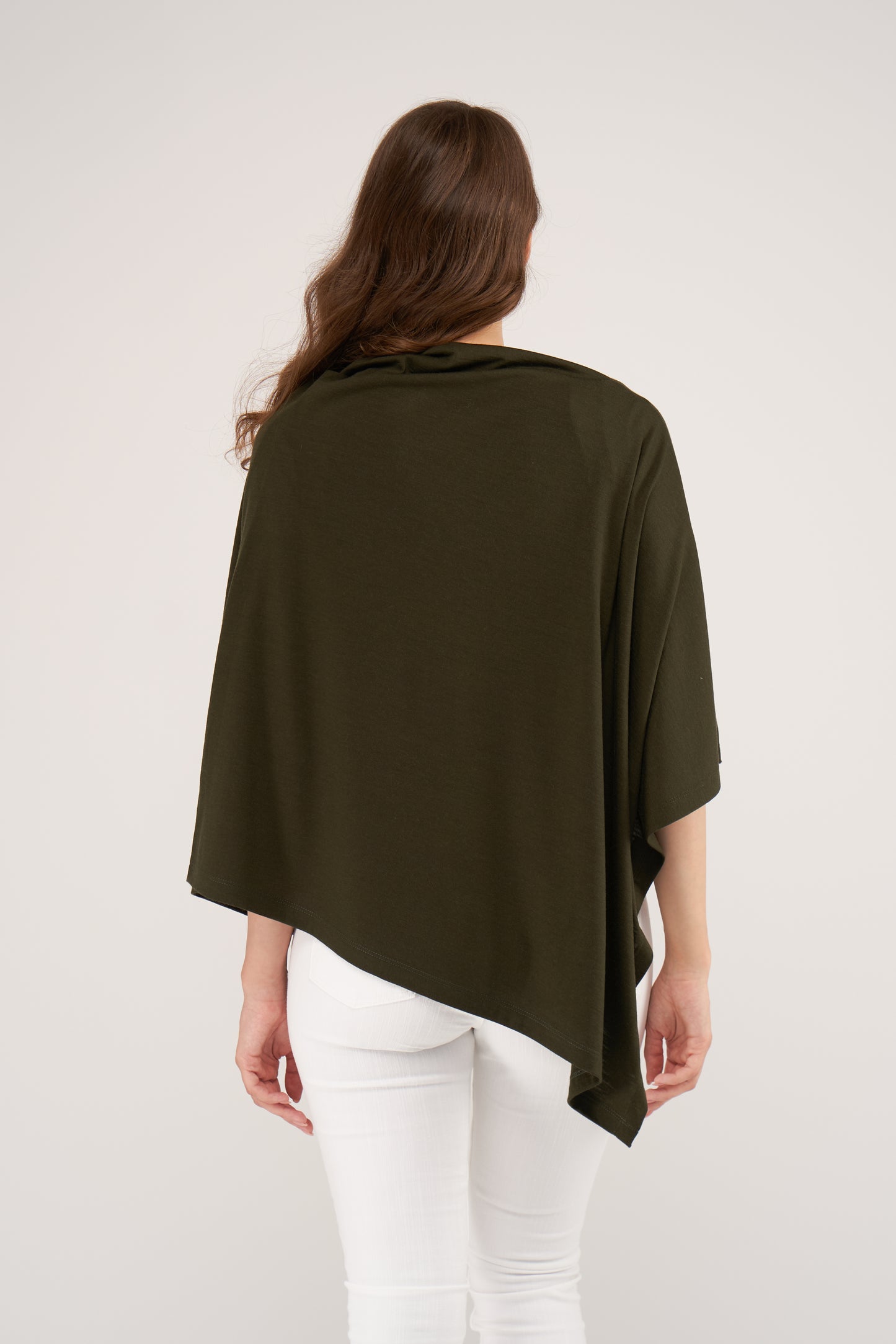 Draped Merino Poncho Forest