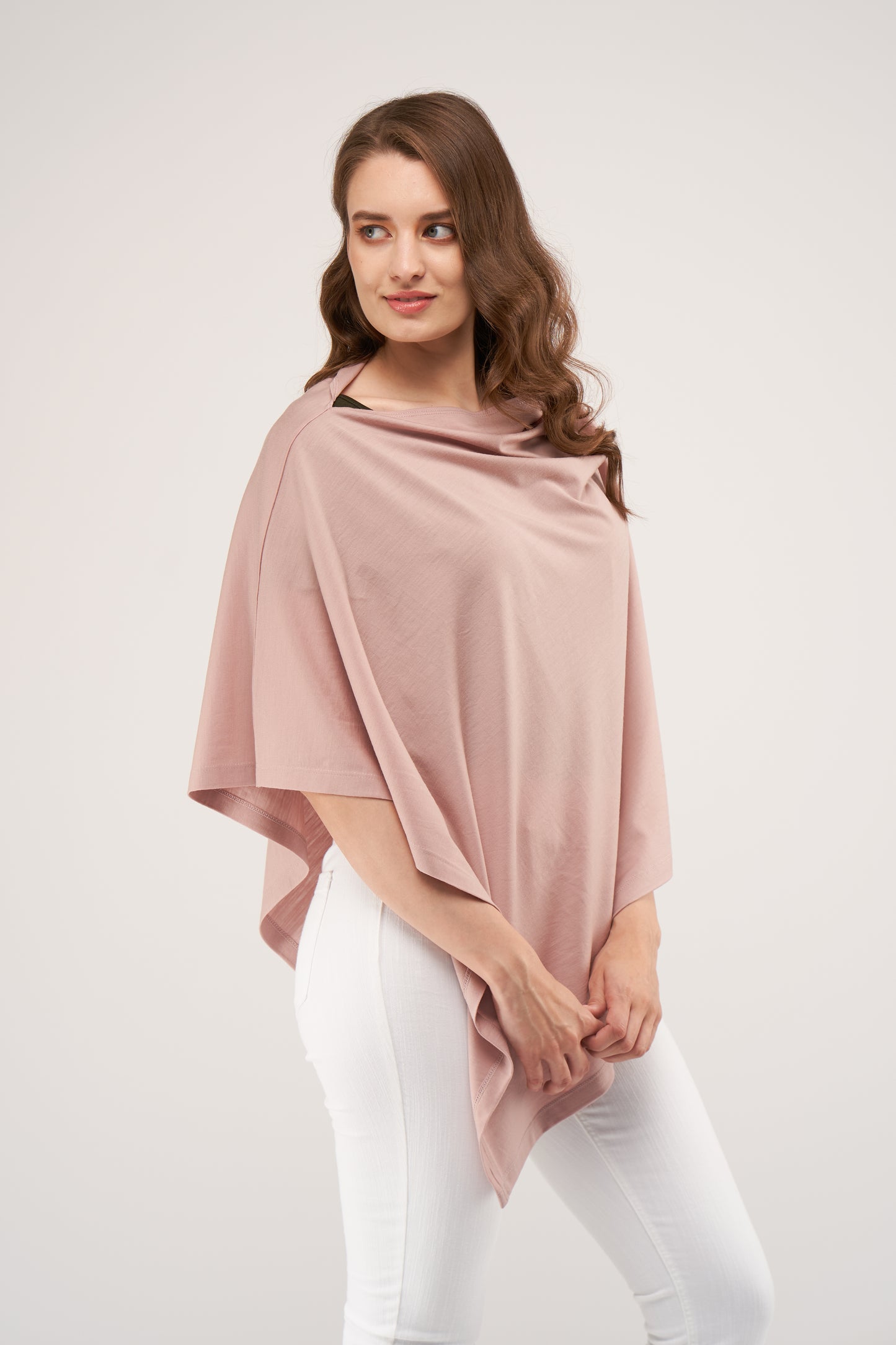 Draped Merino Poncho Nude Rib