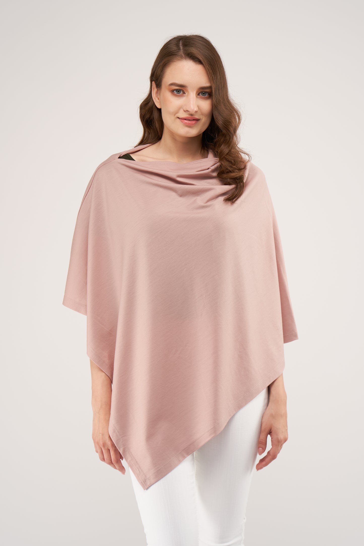 Draped Merino Poncho Nude Rib