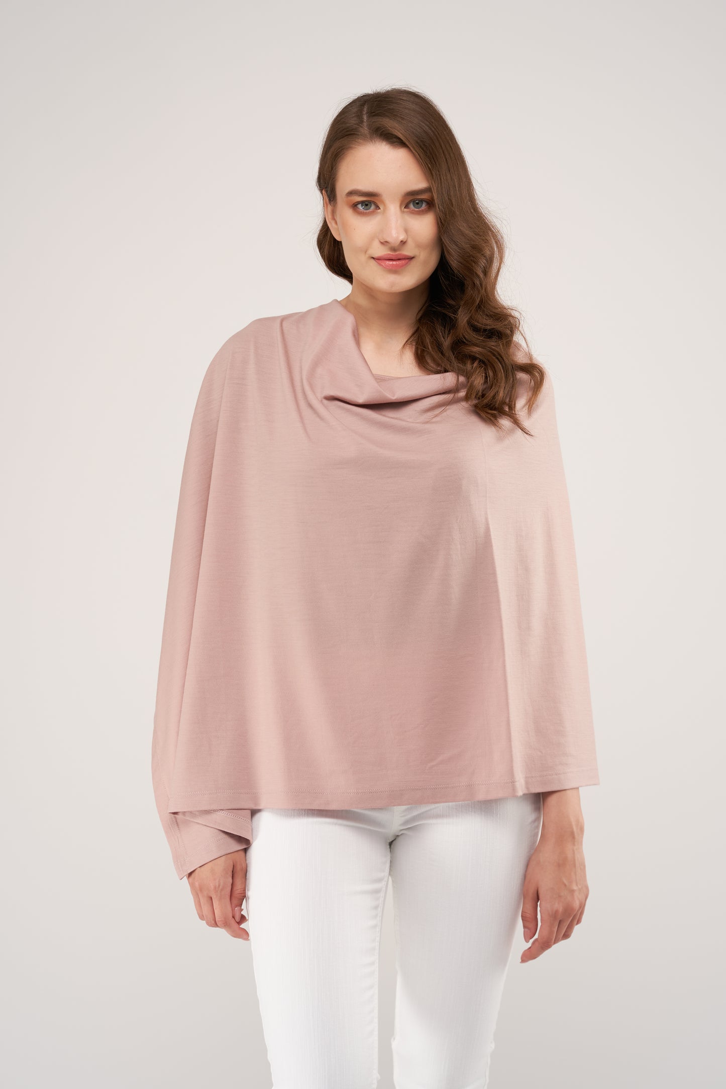 Draped Merino Poncho Nude Jersey