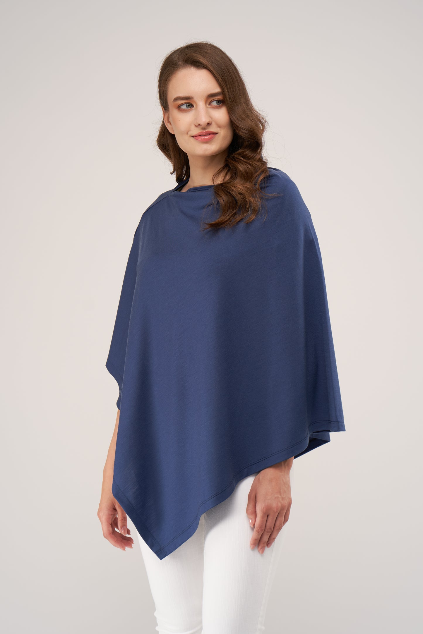 Draped Merino Poncho Blue