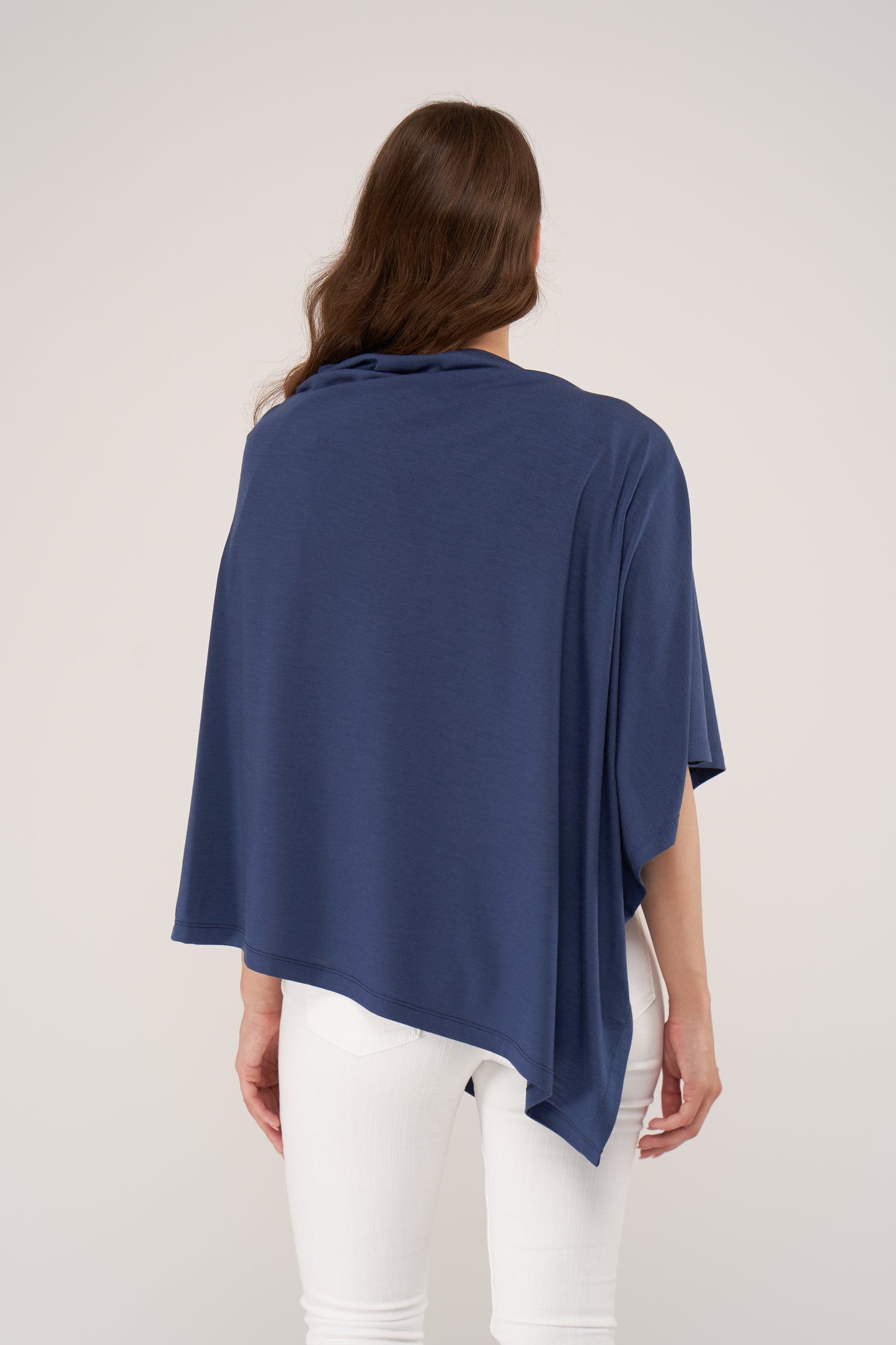 Draped Merino Poncho Blue