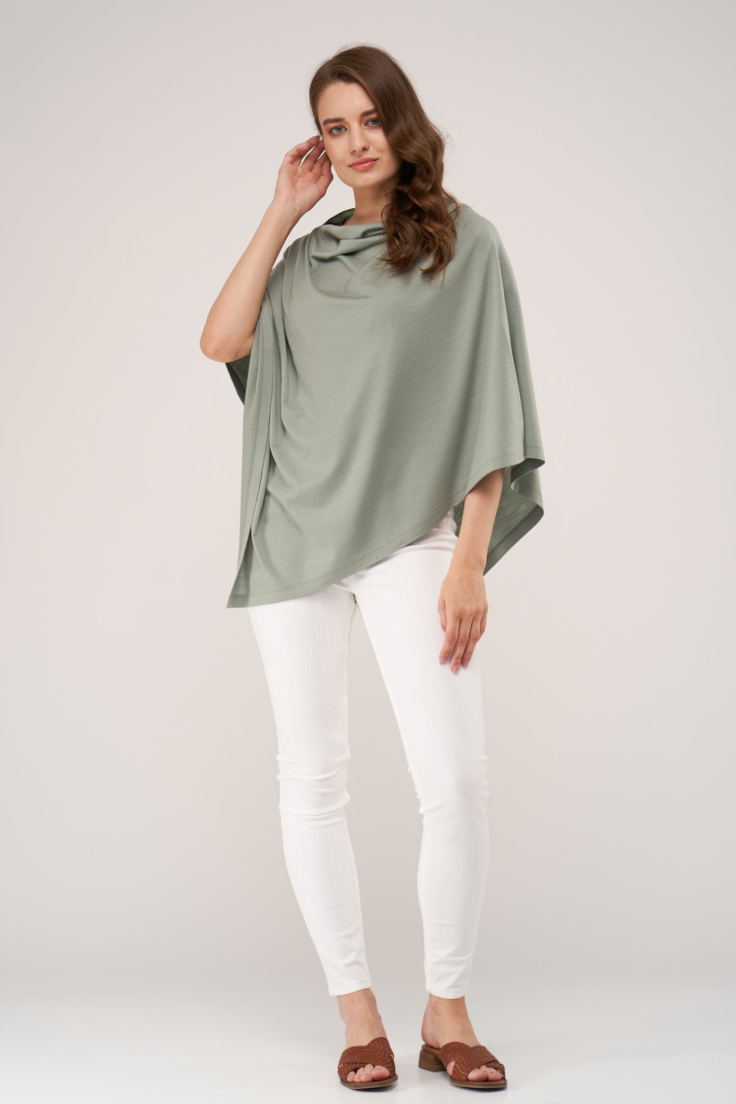 Draped Merino Poncho Mint