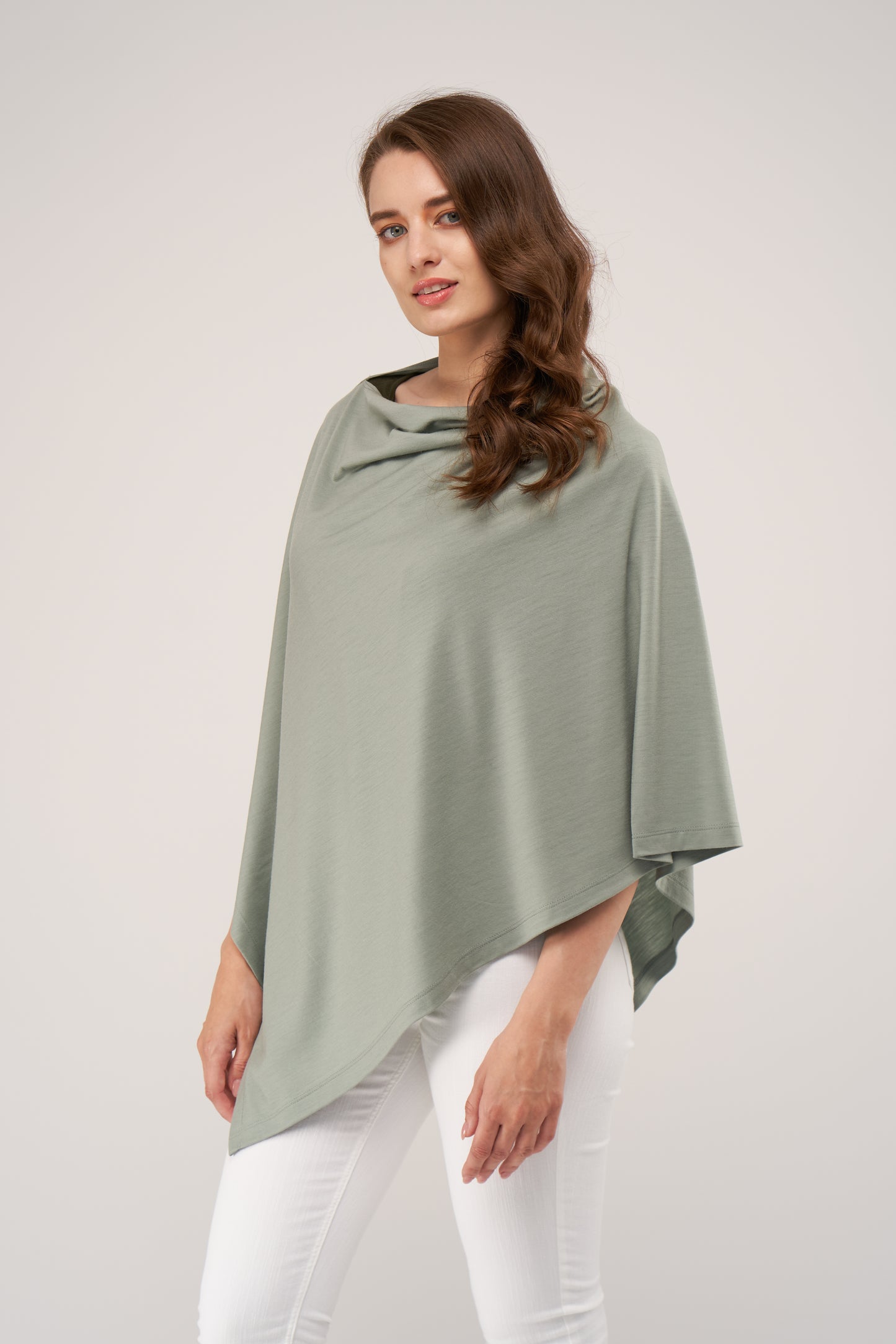 Draped Merino Poncho Mint