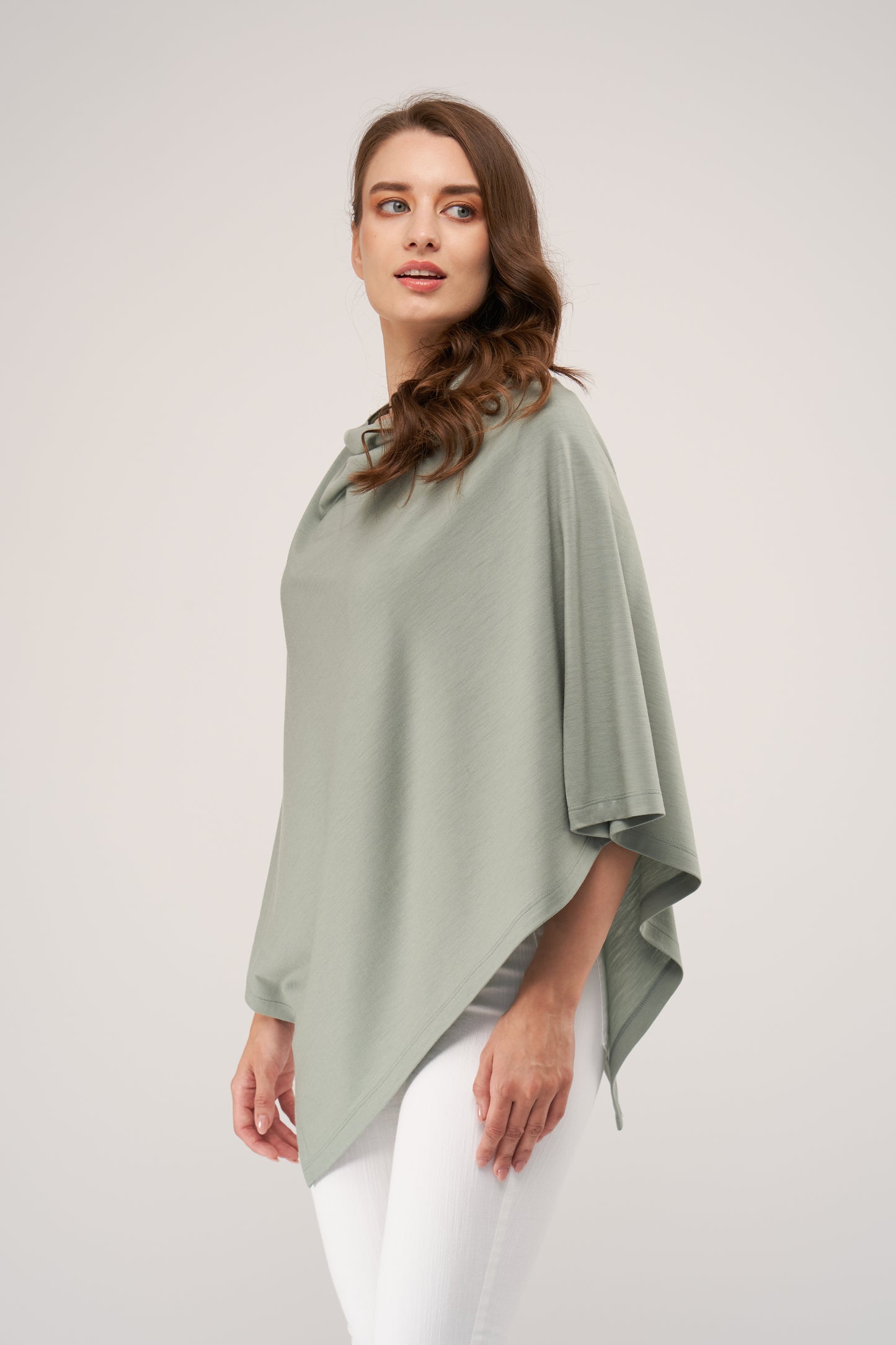 Draped Merino Poncho Mint