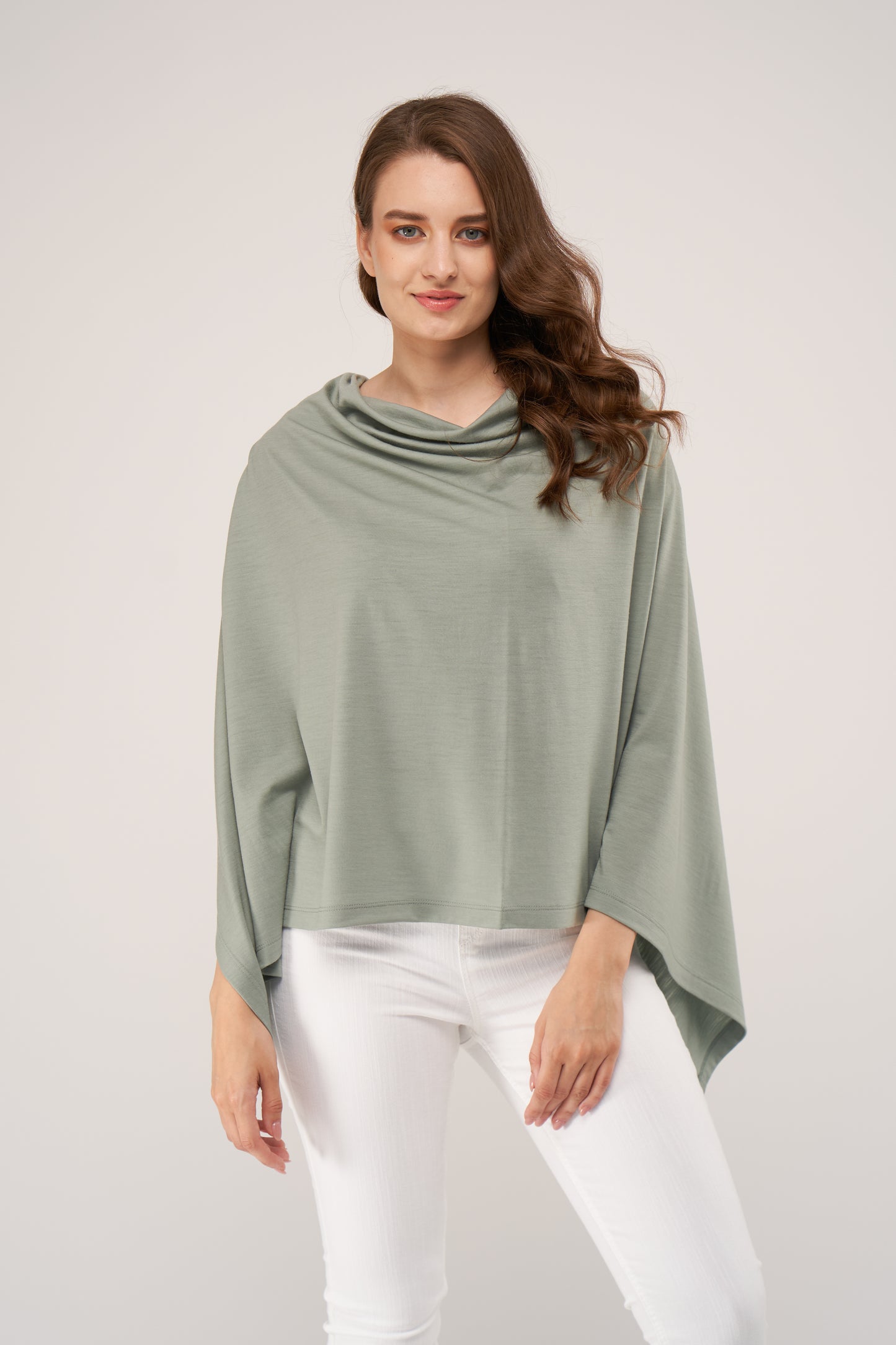 Draped Merino Poncho Mint