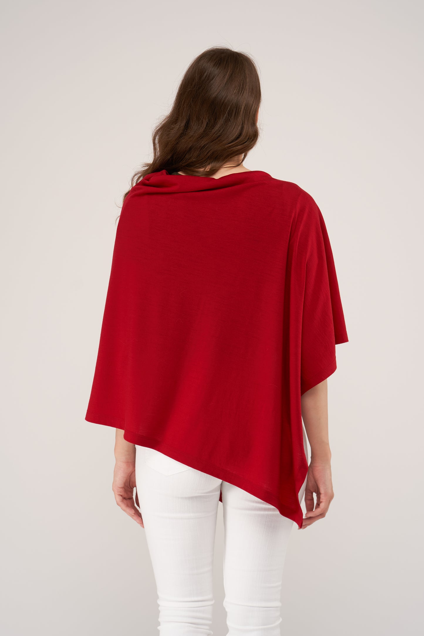 Draped Merino Poncho Intense Red