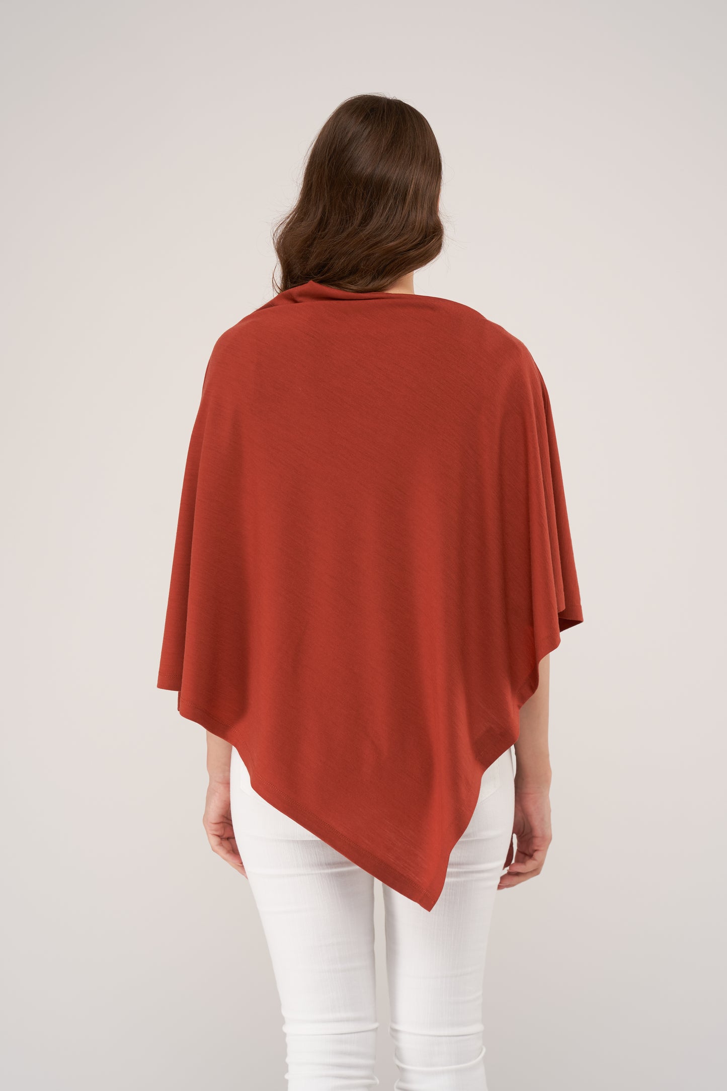 Draped Merino Poncho Rust