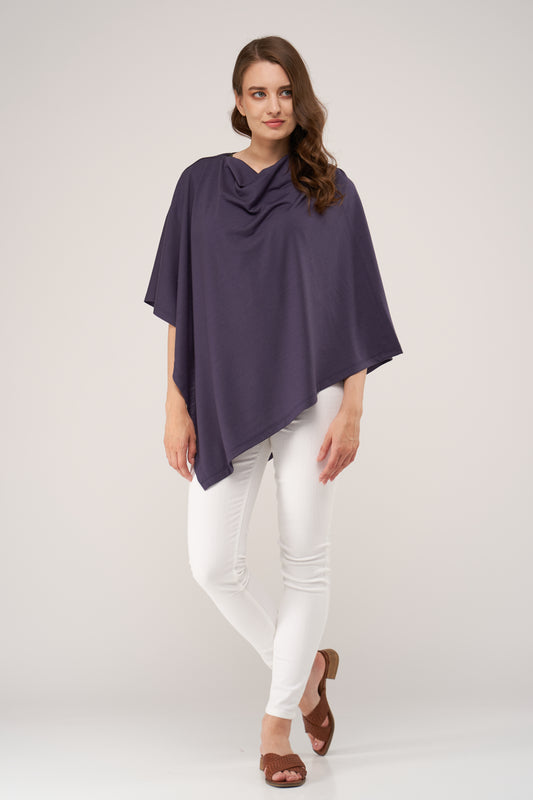 Draped Merino Poncho Grape