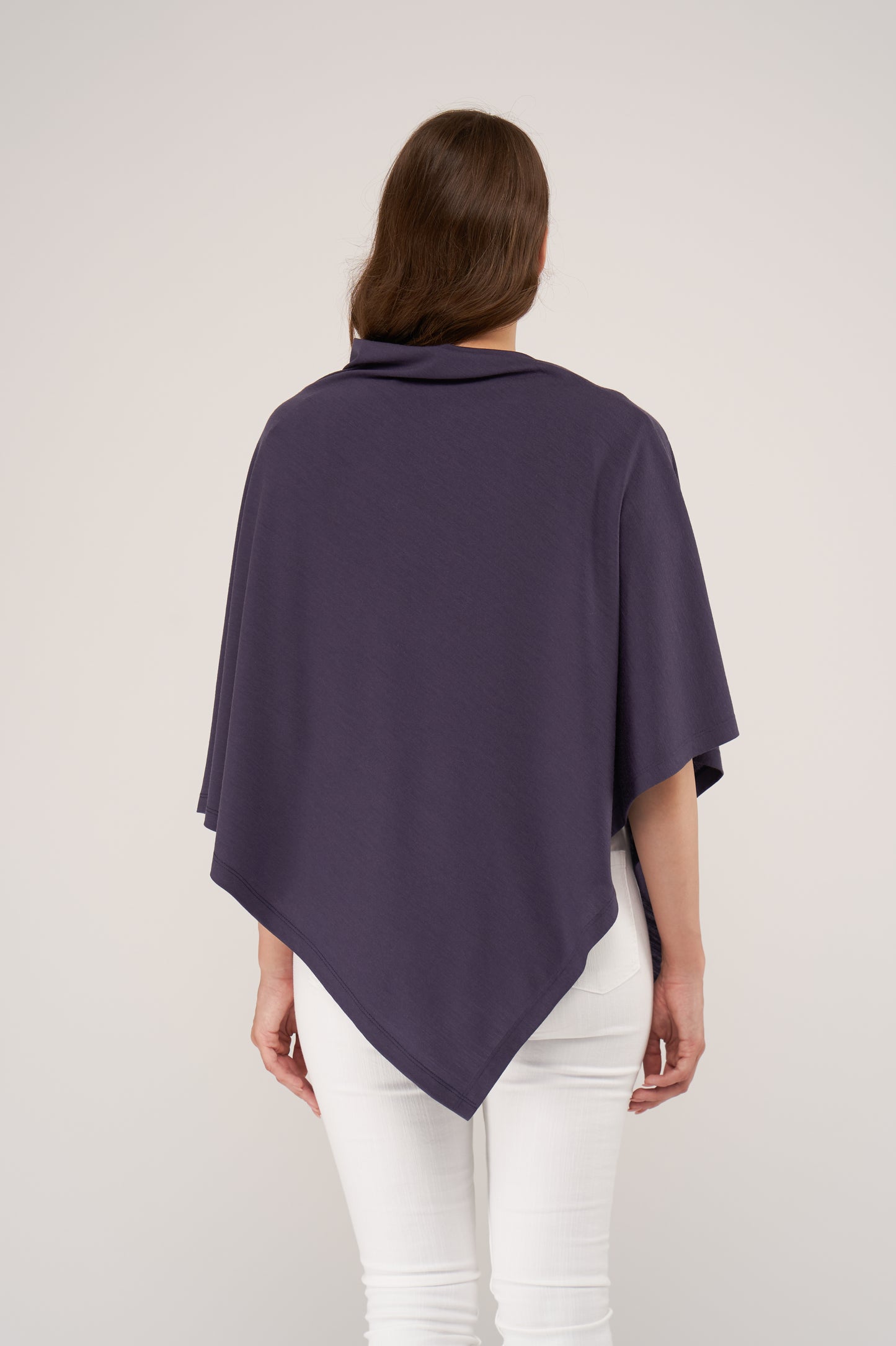 Draped Merino Poncho Grape