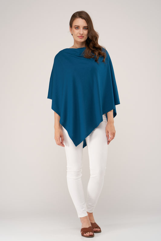 Draped Merino Poncho Teal