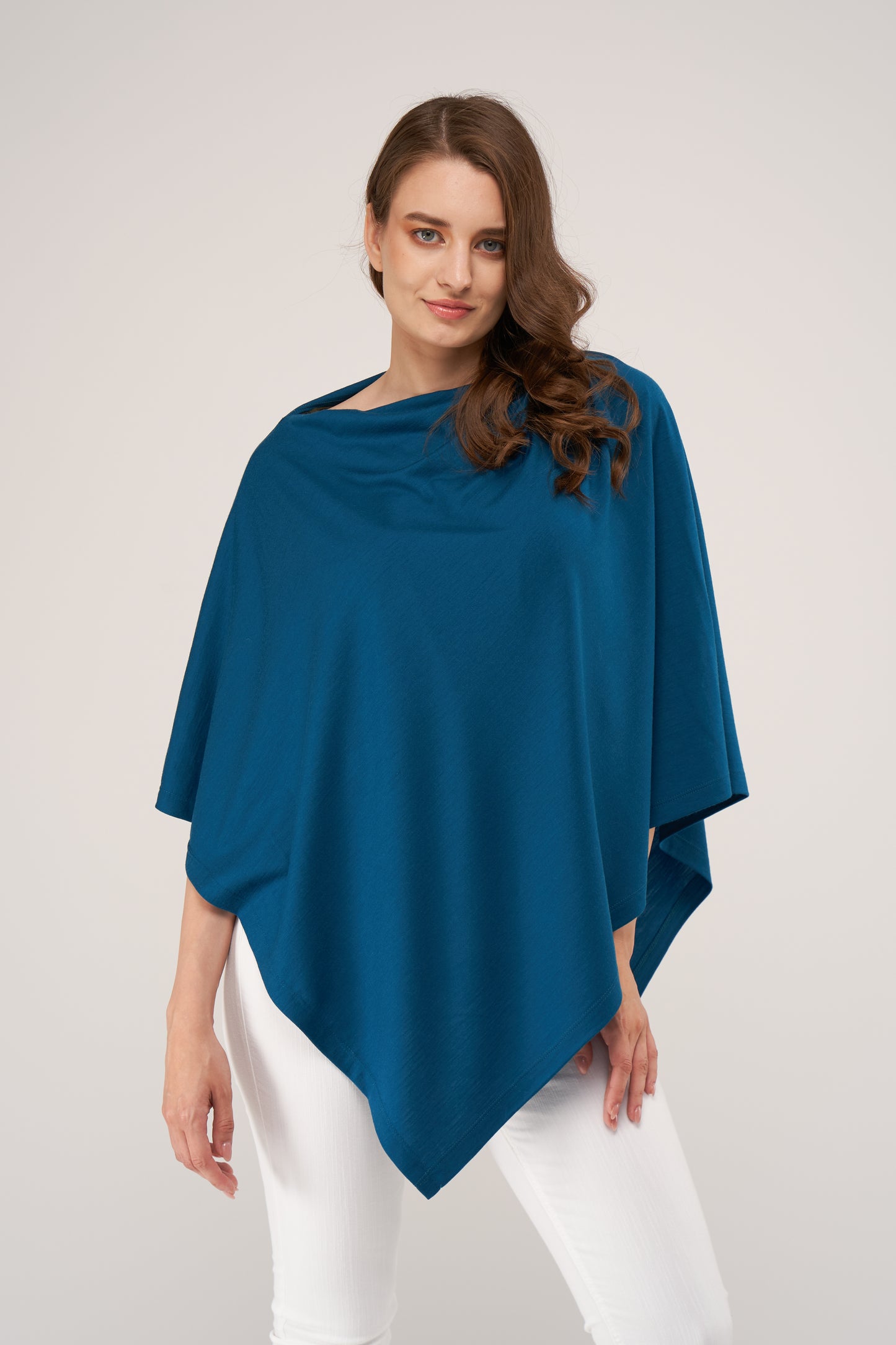 Draped Merino Poncho Teal