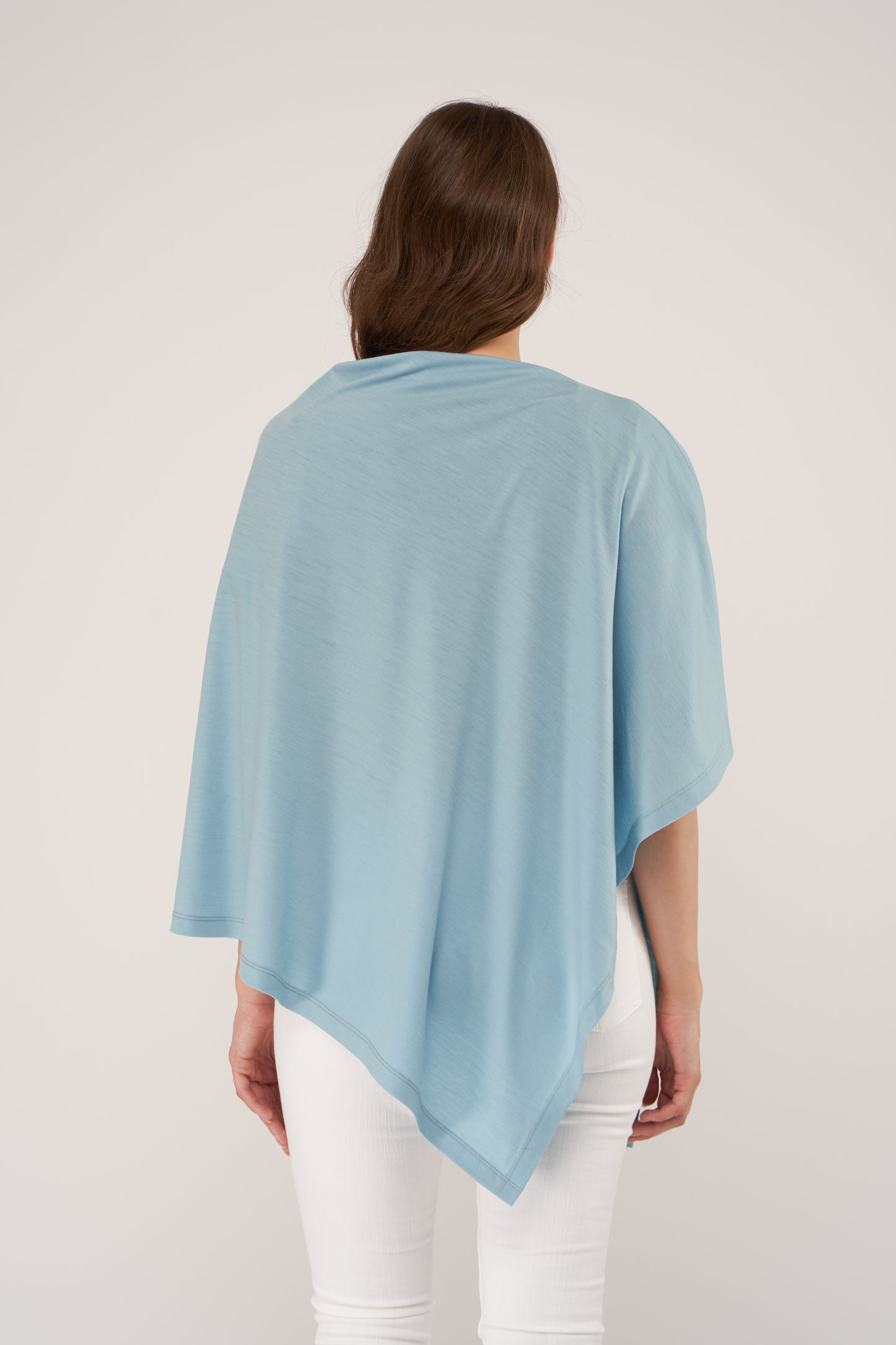 Draped Merino Poncho Light Blue