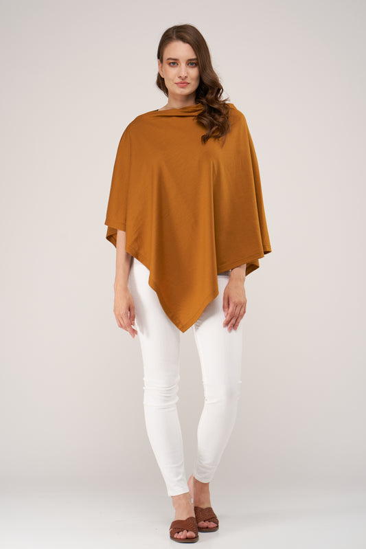 Draped Merino Poncho Mustard