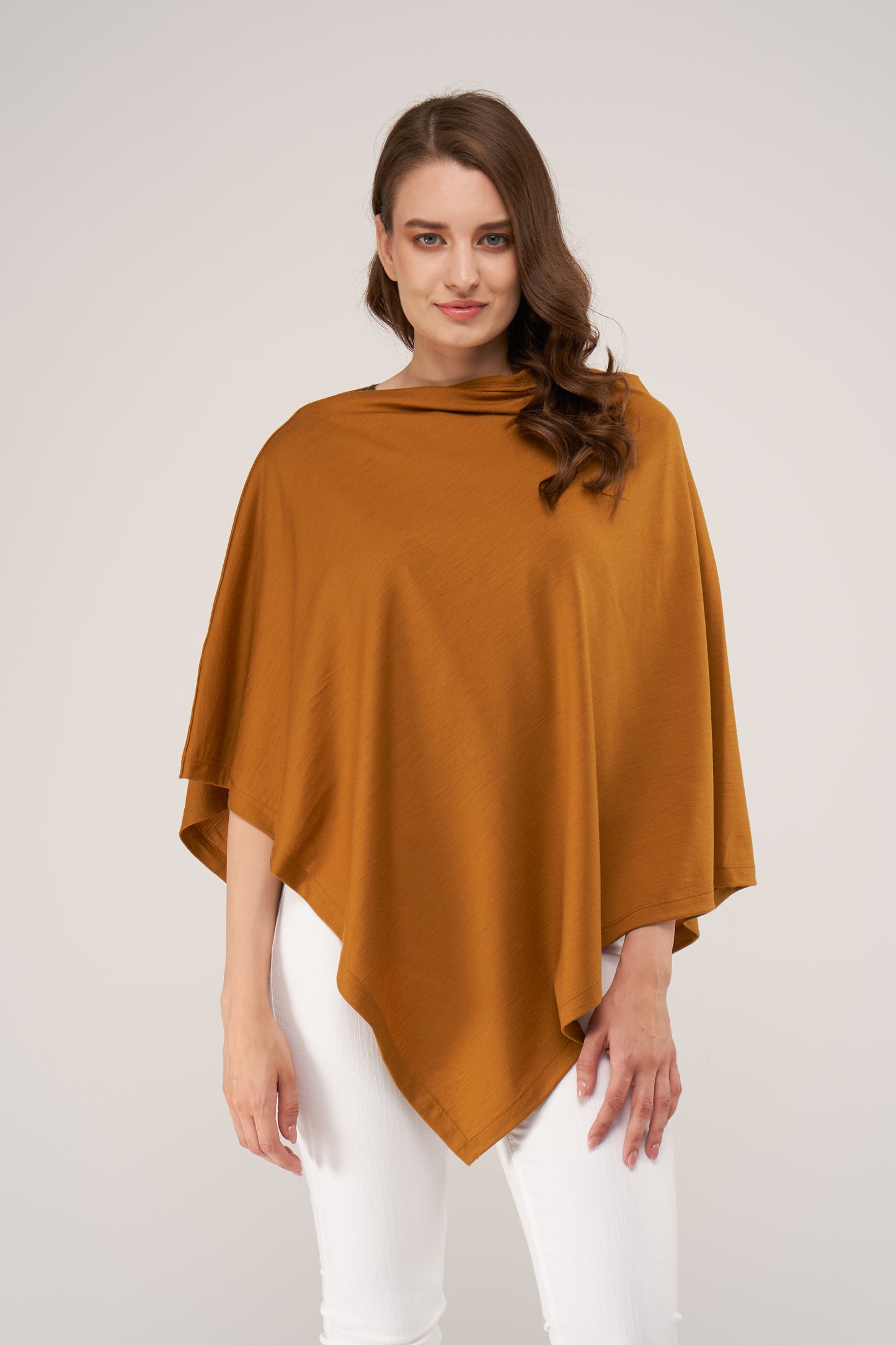 Draped Merino Poncho Mustard