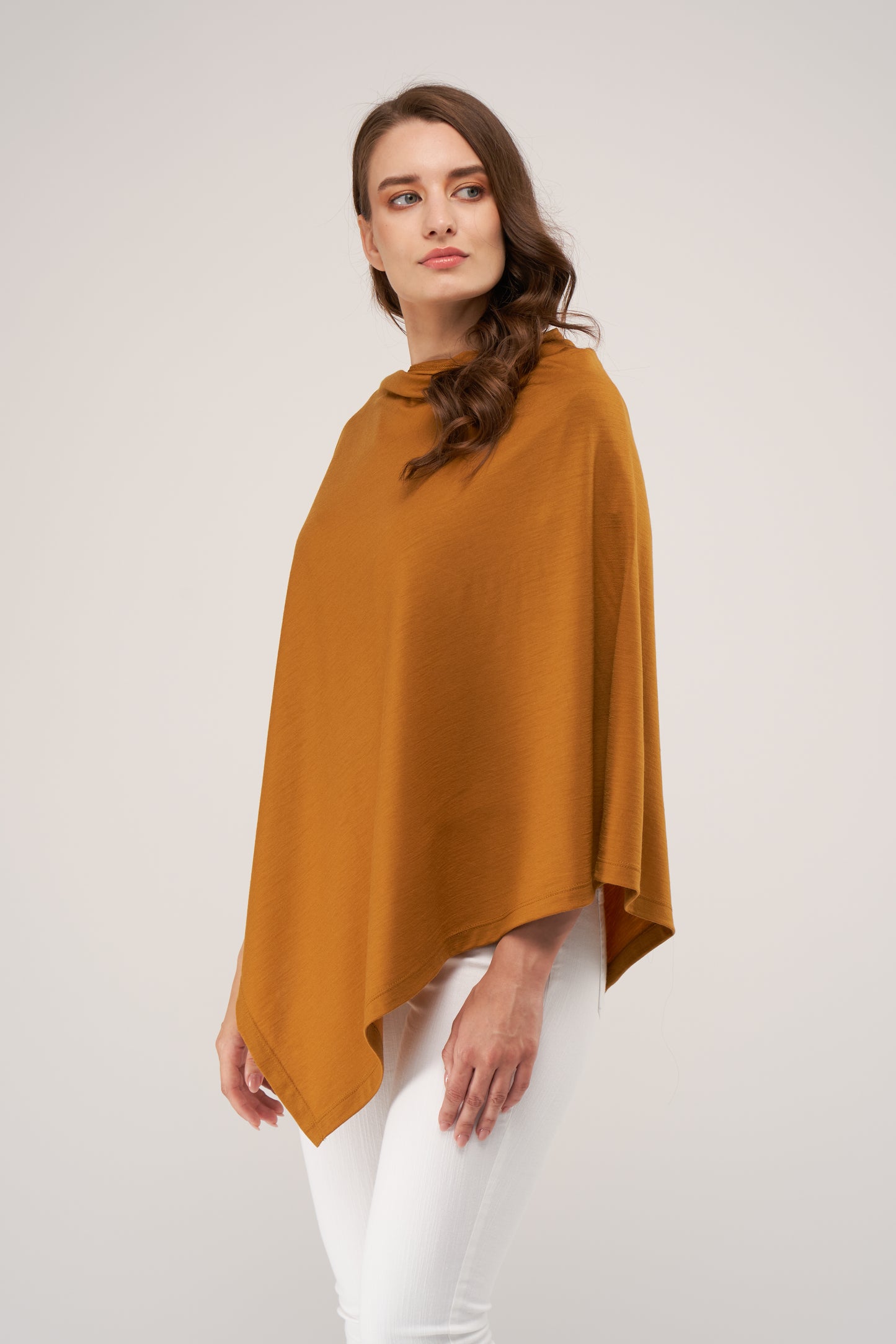 Draped Merino Poncho Mustard