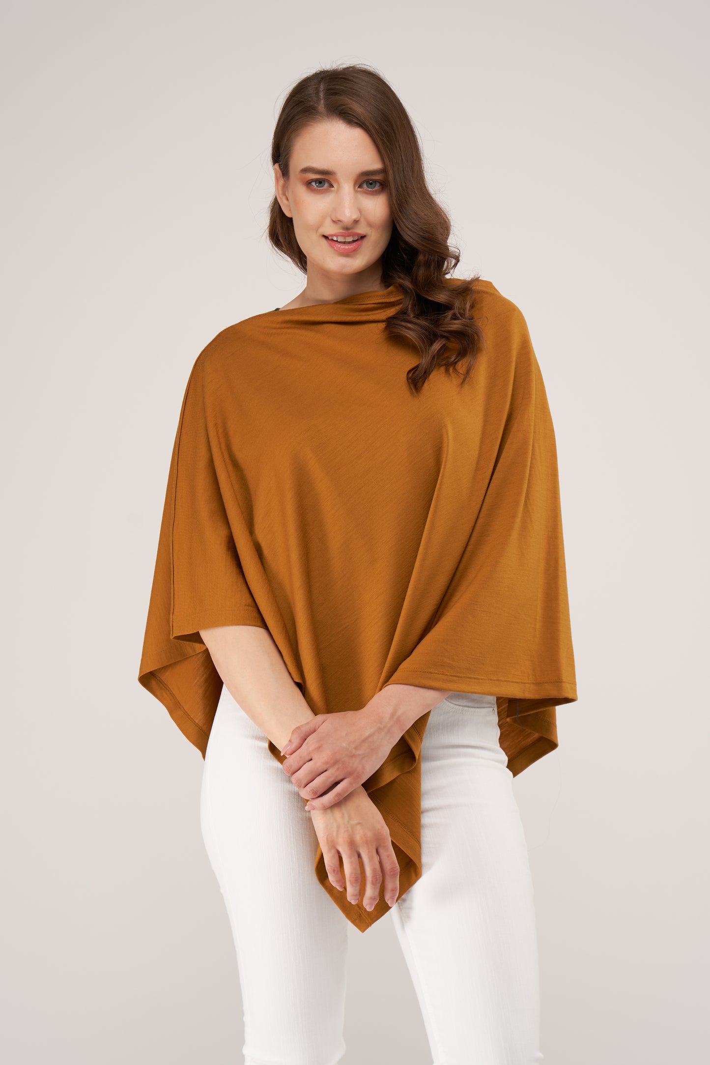 Draped Merino Poncho Mustard