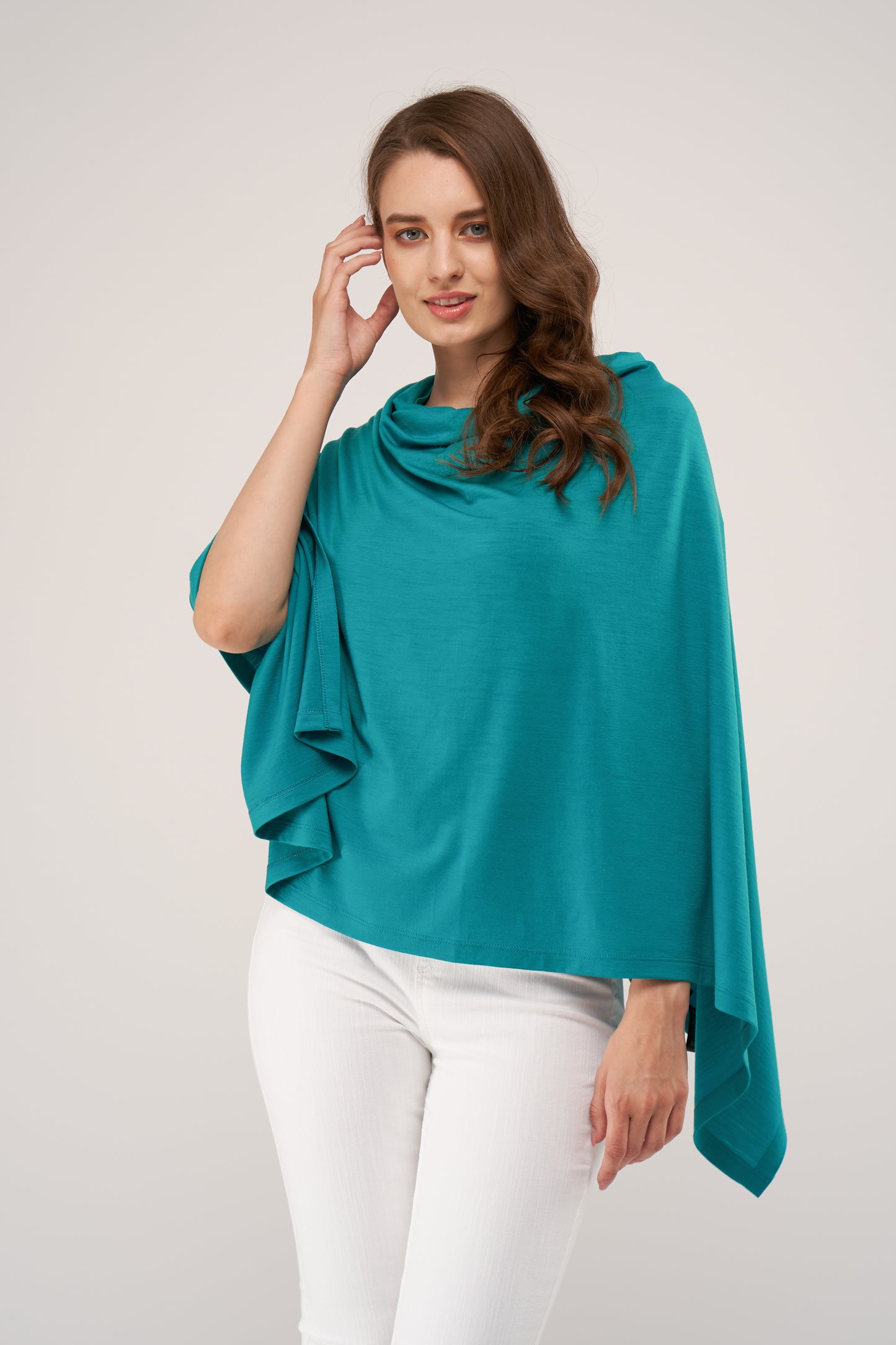 Drape Merino Poncho Emerald